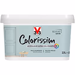 La Peinture Multi-supports V33 Colorissim Satin bleu glacé est une peinture d'intérieur acrylique ultra-couvrante, Facile à a ...