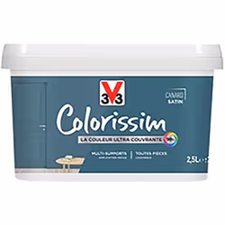 La Peinture Multi-supports V33 Colorissim Satin Canard est une peinture d'intérieur acrylique ultra-couvrante, Facile à appli ...
