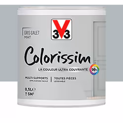La Peinture Multi-supports V33 Colorissim Mat est une peinture d'intérieur acrylique ultra-couvrante, Facile à appliquer, pol ...