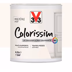 La Peinture Multi-supports V33 Colorissim Mat est une peinture d'intérieur acrylique ultra-couvrante, Facile à appliquer, pol ...