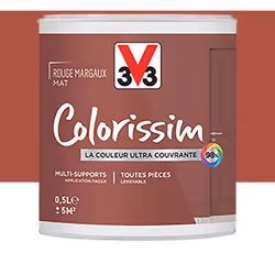 La Peinture Multi-supports V33 Colorissim Mat est une peinture d'intérieur acrylique ultra-couvrante, Facile à appliquer, pol ...