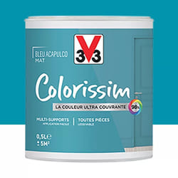 Peinture Multi-supports V33 Colorissim Mat Bleu Acapulco 0,5 l