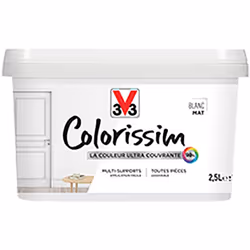 La Peinture Multi-supports V33 Colorissim Mat est une peinture d'intérieur acrylique ultra-couvrante, Facile à appliquer, pol ...
