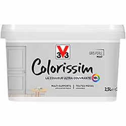 La Peinture Multi-supports V33 Colorissim Mat est une peinture d'intérieur acrylique ultra-couvrante, Facile à appliquer, pol ...