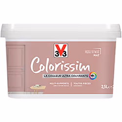 La Peinture Multi-supports V33 Colorissim Mat est une peinture d'intérieur acrylique ultra-couvrante, Facile à appliquer, pol ...