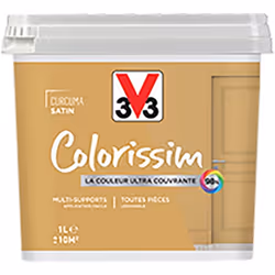 La Peinture Multi-supports V33 Colorissim Satin Curcuma est une peinture d'intérieur acrylique ultra-couvrante, Facile à appl ...