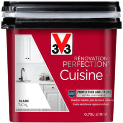 Peinture cuisine Rénovation perfection® V33 satin 0,75L - Blanc