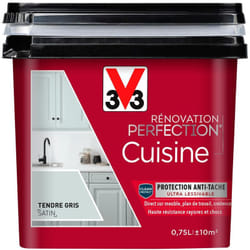 Peinture cuisine Rénovation perfection® V33 Tendre gris satin 0,75L - Tendre Gris