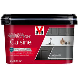 V33 - Peinture cuisine Rénovation perfection® Gris anthracite satin 2L - Gris Anthracite