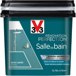 Peinture salle de bain Rénovation perfection® V33 Bleu lagon satin 0,75L