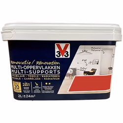 La peinture V33 Rénovation Multi-Supports Rouge caprice a été spécialement développée pour rénover toutes les surfaces, dans ...