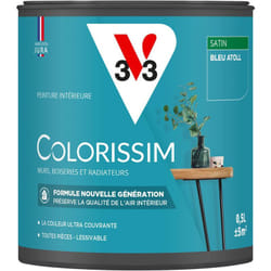 Peinture murale intérieure Colorissim® V33 Bleu atoll Satin 0,5L