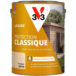 La LASURE PROTECTION CLASSIQUE V33 protège et décore facilement tous vos bois extérieurs, neufs ou anciens et sur tous types  ...