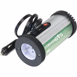 Le convertisseur Convergys 150, transforme la prise allume-cigare de votre véhicule en alimentation 230V pour alimenter ou re ...