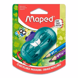 Taille-Crayon - Maped - Croc Croc Twist - Design Hamster - 2 Trous - Bleu