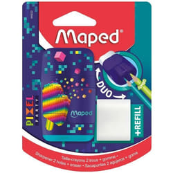 Taille-crayons avec gomme Pixel Party - Maped - Taille-crayons Connect 2 Trous et 1 Gomme 1 recharge gomme