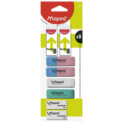 Maped 100511 gomme à effacer Plastique, Caoutchouc Multicolore 8 pièce(s)