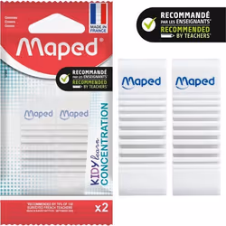 2 Gommes Blanches Maped Kidy Learn Concentration - Surface Texturée pour Aider à la Concentration des Enfants - Made in Franc ...