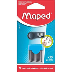 Étui de 10 Mines de Rechange 2 mm + 1 taille mines pour Recharge Compas Scolaire - Maped