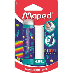 Maped - Gomme tube Pixel Party - Gomme Protégée Pratique et Efficace - 1 Recharge Gomme Incluse