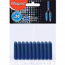Cartouches dencre - MAPED - Standard - 20 pièces - Bleu - Pour stylo plume et roller