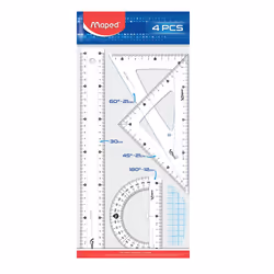 Maped Creativ 242830, Rapporteur, Règle, Triangle, 4 pièce(s), Transparent, Plastique, 45° &amp; 60°, Demi-cercle