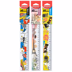 Maped RIGHELLO TATOO 30CM, Lignomètre, Plastique, Transparent, 30 mm, 1 pièce(s), Ampoule