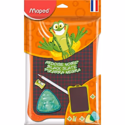 MAPED Ardoise double face noire + 1 crayon craie + 1 tailles-crayons + 1 boîte éponge
