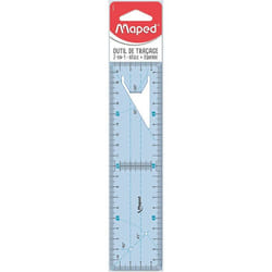 Outil de traçage 2 en 1 - Règle 20 cm - Equerre 45° et 60° - Incassable - Maped