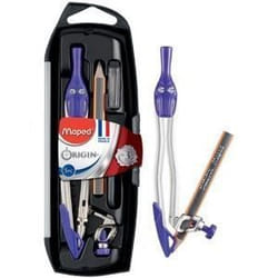 Boîte à compas - Maped - 5 pièces - Couleurs assorties - Pour enfants - Longueur 130mm