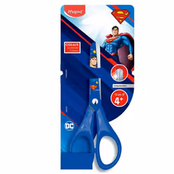 Ciseaux Superman 13cm - Maped - Ciseaux Enfants Bouts Ronds Découpe Haute Qualité - Dès 4 Ans - Couleur Bleu