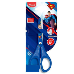 Ciseaux Superman 13cm - Maped - Ciseaux Enfants Bouts Ronds Découpe Haute Qualité - Dès 4 Ans - Couleur Bleu
