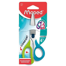 Maped - Ciseaux Sensoft Asymétriques - Ciseaux Enfants avec Anneaux Souples - Ciseaux Scolaires 13cm dès 4 Ans - Coloris Vert