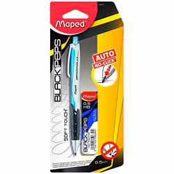 Maped Porte mine auto 0.5+mine, Noir, Bleu, Blanc, Noir, HB, 0,5 mm