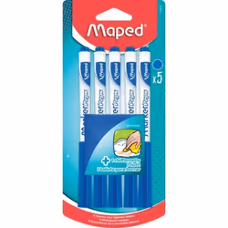Feutres effaçables à sec MAPED - Lot de 5 bleus avec chiffonnette