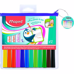 Feutres effaçables à sec MAPED - Pointe ogive moyenne - Trousse zipée incluse