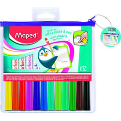 Feutres effaçables à sec MAPED - Pointe ogive moyenne - Trousse zipée incluse