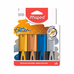Surligneurs - Maped - FluoPeps GLITTER METAL - Paillettes - Couleurs Métallisées - Pointe Biseautée