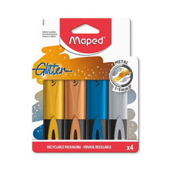 Surligneurs - Maped - FluoPeps GLITTER METAL - Paillettes - Couleurs Métallisées - Pointe Biseautée