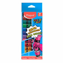 Maped M810510, Noir, Bleu, Marron, Cyan, Vert, Orange, Rose, Rouge, Violet, Blanc, Jaune, Gouache, Liquide, 12 ml, 12 pièce(s ...