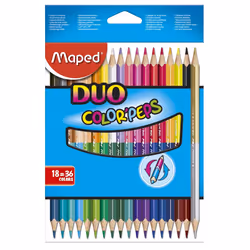 Maped Crayons Bicolores Color'Peps X18 Bte Carton, 5 an(s), Plastique, Multicolore, 18 pièce(s)