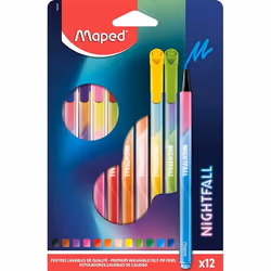 12 feutres de coloriage et décriture - Forme triangulaire - Nightfall - Maped
