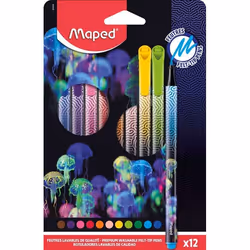 Feutres de coloriage - Maped - DEEPSEA PARADISE - 12 pièces - Pointe moyenne 08mm - Encre lavable