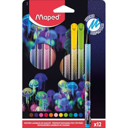 Feutres de coloriage - Maped - DEEPSEA PARADISE - 12 pièces - Pointe moyenne 08mm - Encre lavable
