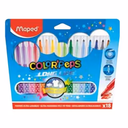 Maped 845021, Moyen, 18 couleurs, Pointe ogive, 3,6 mm, Multicolore, Enfants