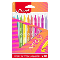 Feutres de Coloriage effet NEON - Maped - Boîte de 10 Feutres NEON Fournitures Scolaires et Dessin