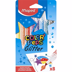 Maped Feutres Pailletes X8 Boite Carton, 4 an(s), Plastique, Multicolore, 8 pièce(s)