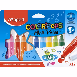 Maped Feutres Color'Peps Mini Jumbo X12 Boite Carton, 3 an(s), Plastique, Multicolore, 12 pièce(s)