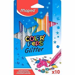 Feutres de coloriage - Maped - ColorPeps - 10 feutres - Pointe ogive - Effet paillettes