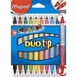 Maped Feutres duo bipointes x10 bte, 10 couleurs, Multicolore, Pointe ogive, Multicolore, Ampoule